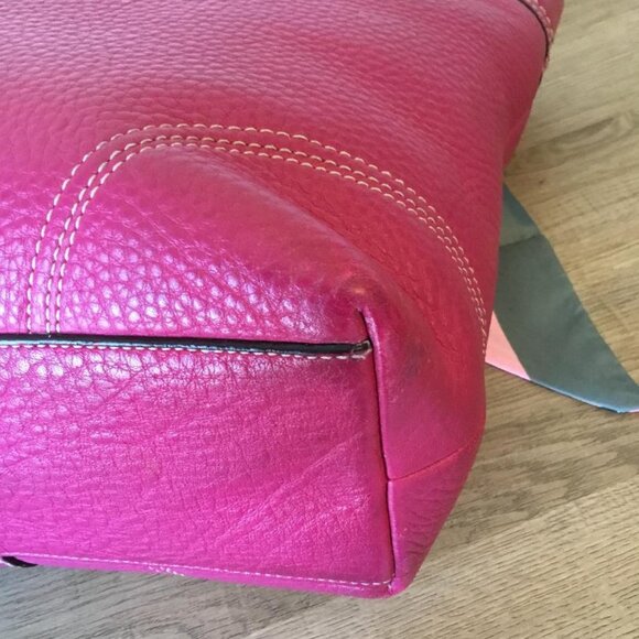 Coach Hampton Handbag Pebbled Leather Turnlock Tote Bag Pink/Magenta F13959 - Picture 8 of 12